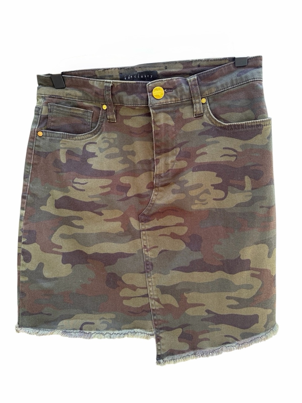 Sanctuary Camo Denim Mini Skirt - Olive Green
